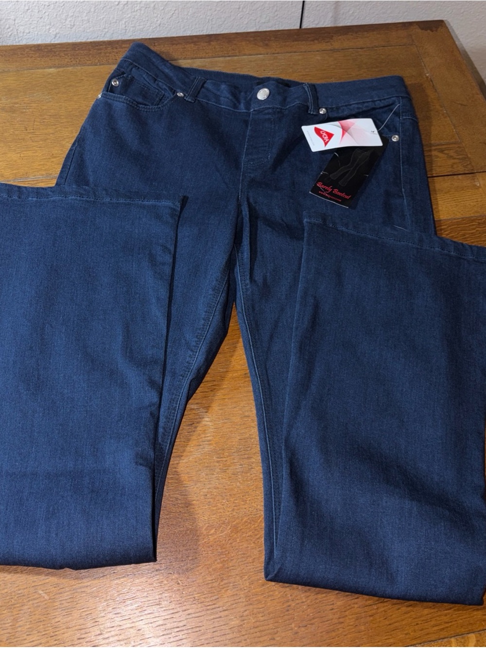 Rekucci Women's NEW Blue Barely Bootcut Pull-On Stretch Trousers Jeans Size 10